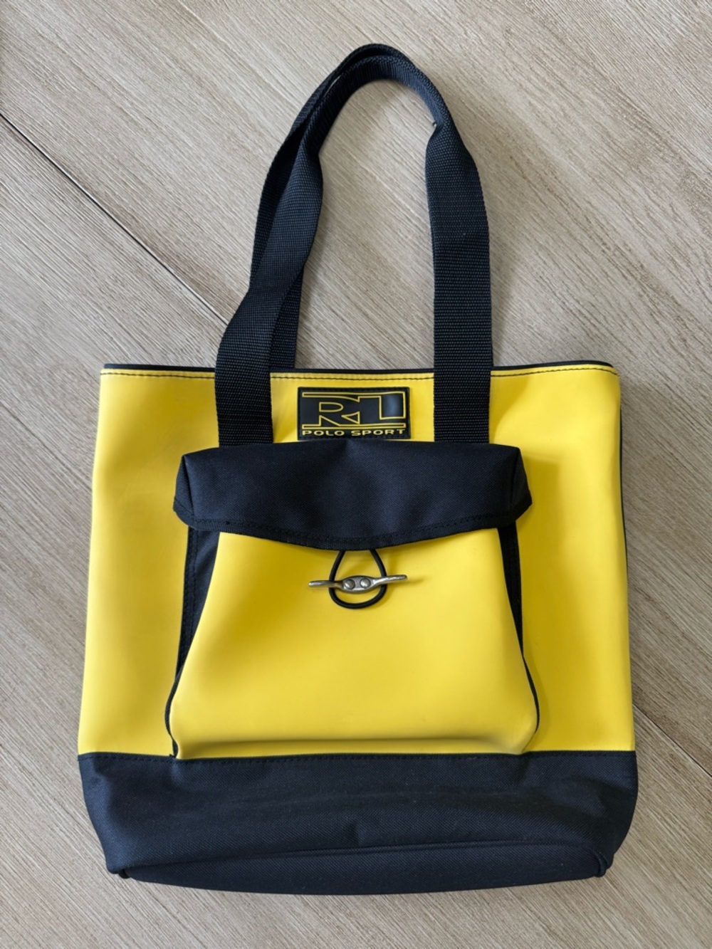 Polo by Ralph Lauren Yellow and Black 90s Polo Sport Tote